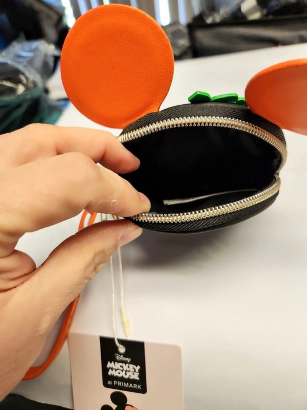 Primark Disney Mickey Mouse Pumpkin Bag Charm Coin Bag Wristlet Orange & Black - Picture 4 of 4